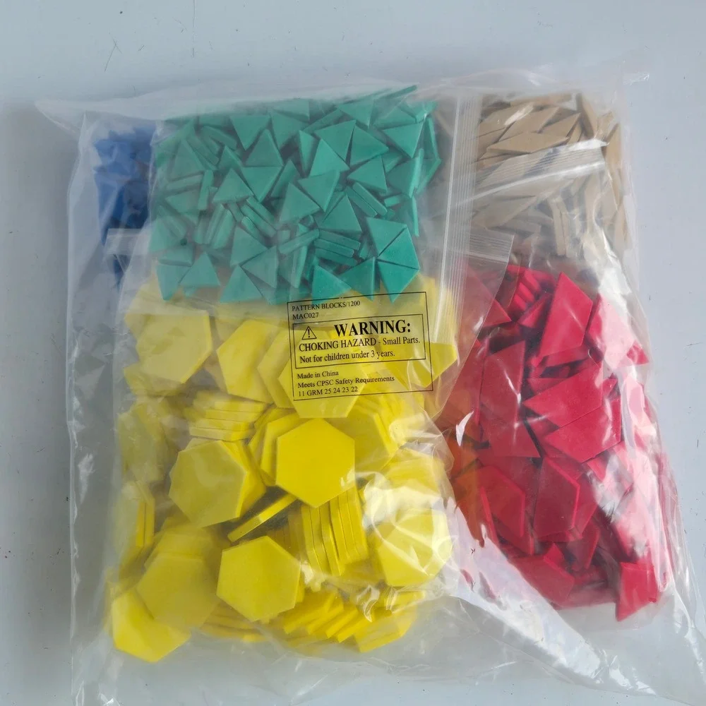 Pattern Blocks 1200 Piece Foam Geometric Shapes Math Manipulatives MAC027 Multi